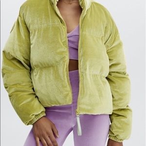 Fabletics Wander Velour Cropped Puffer Jacket